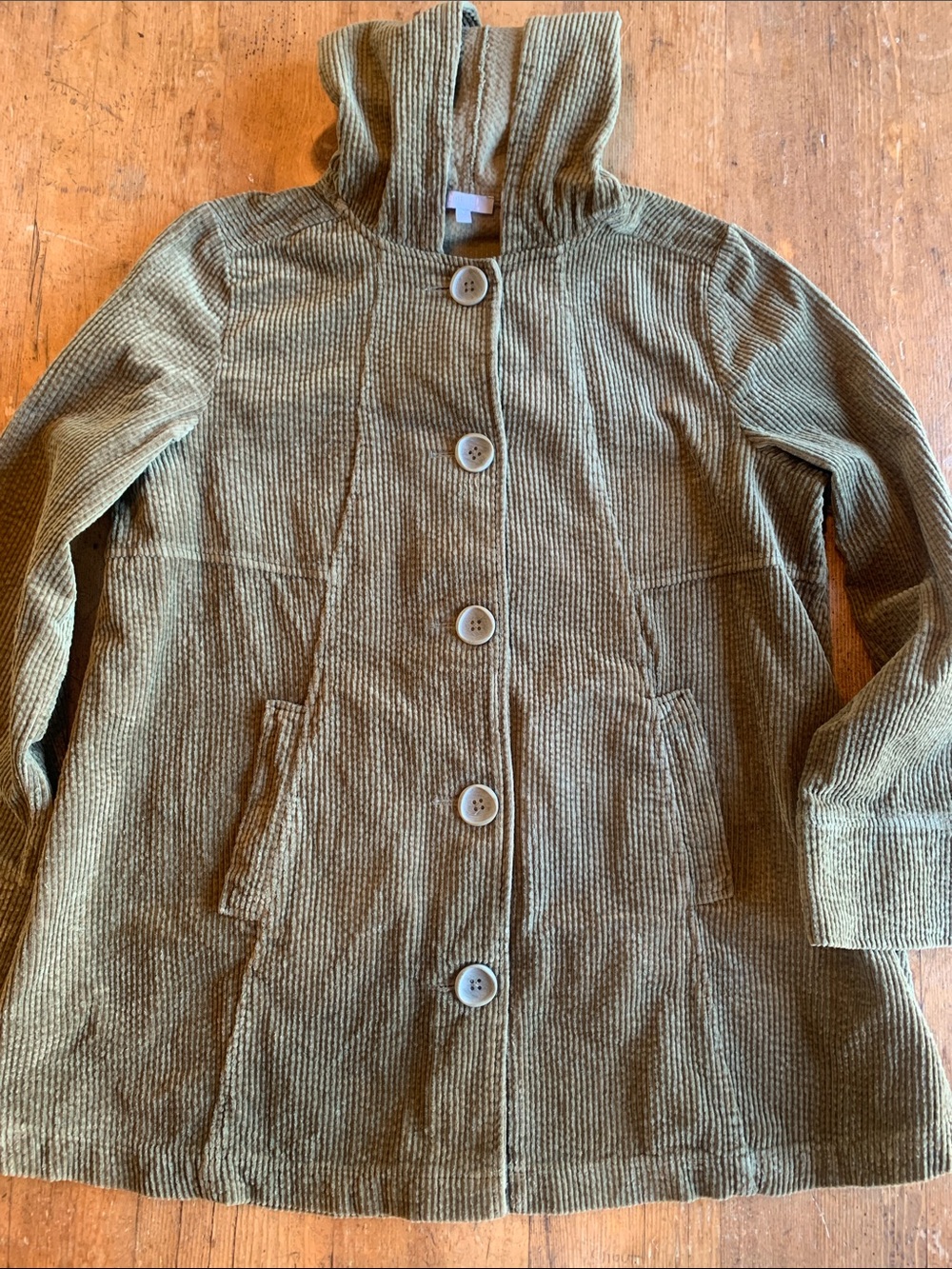 Habitat Olive Green Corduroy Hooded Coat - Picture 16 of 16